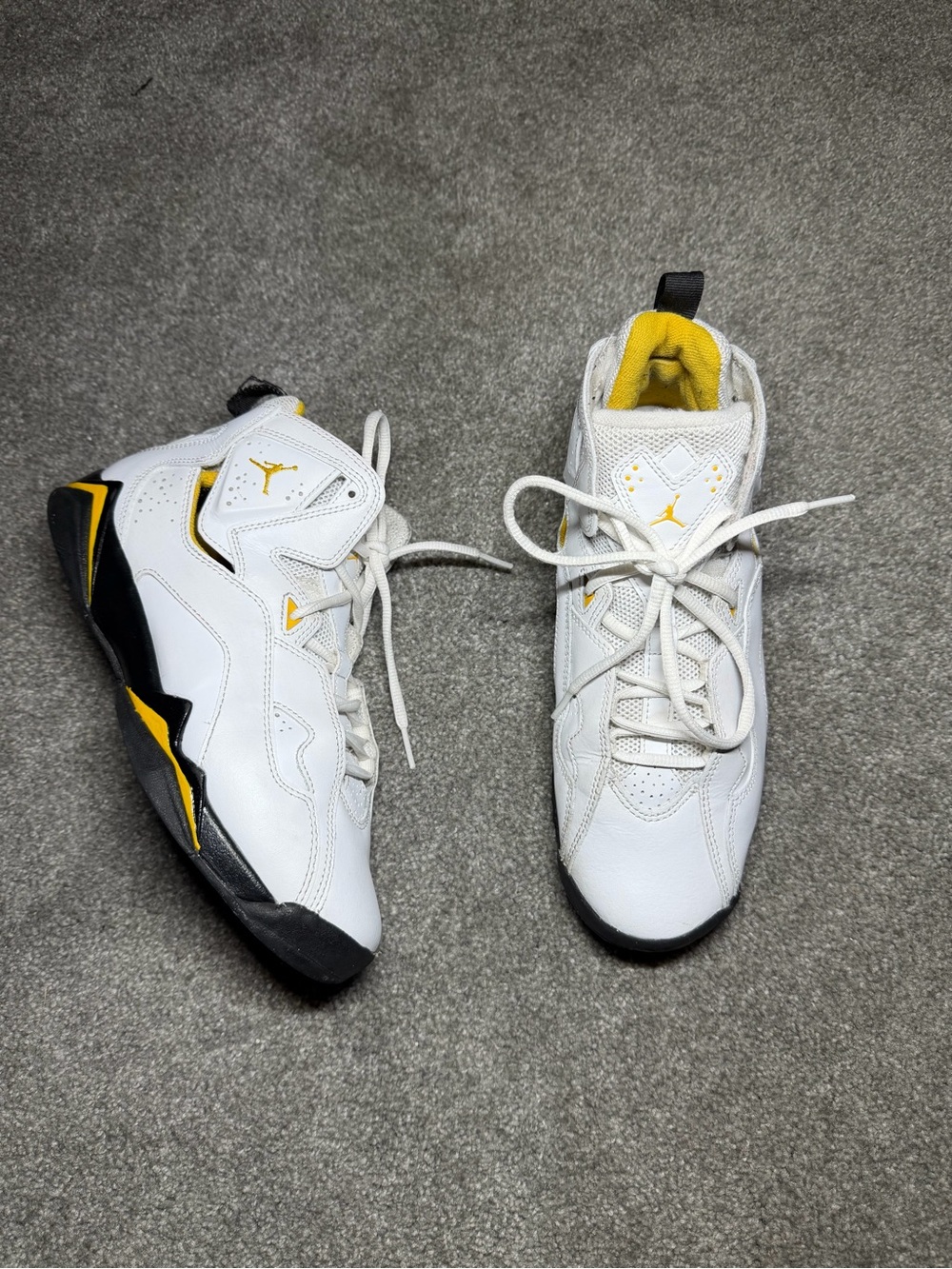 Size 7Y - Nike Air Jordan True Flight GS White Black Yellow Sneakers